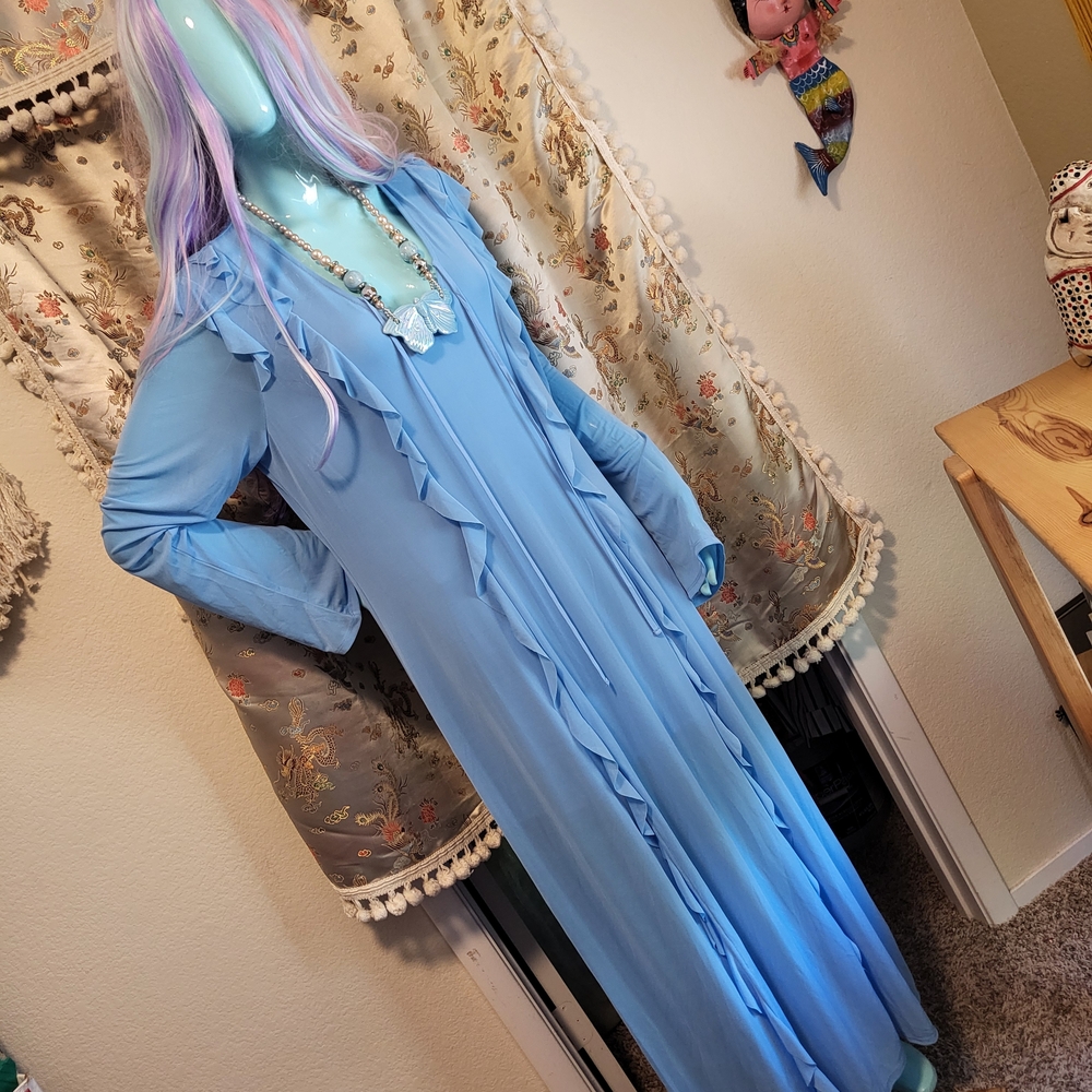 Fairy Core Blue Ruffled Maxi Dress